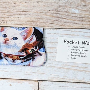 Pocket Wallet Kittens mini wallet handmade wallet travel wallet concert wallet image 2