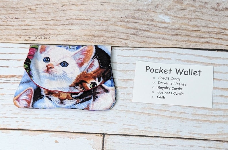 Pocket Wallet Kittens mini wallet handmade wallet travel wallet concert wallet image 2
