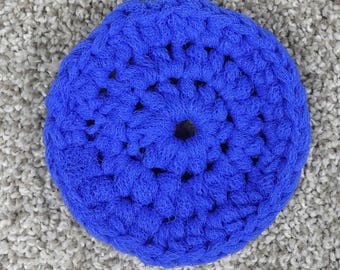 Handmade Royal Blue Crochet Scrubby Round Dishcloth Face Scrubber