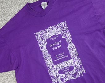 Vintage Lawrence University Madrigal Dinner Single Stitch T-Shirt XL Purple