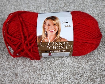 Lion Brand Vanna's Choice Acrylic Yarn Scarlet Red Medium 4 Worsted 170 Yards