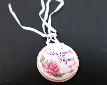 Longaberger 1998 Horizon of Hope Tie On Ceramic Rose Basket Charm 33677