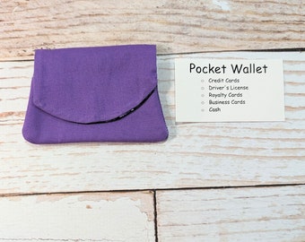 Pocket Wallet - Purple - mini wallet - concert wallet - travel wallet - handmade wallet - purple wallet