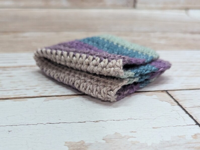 Cotton Dishcloth Lavender Meadow cotton washcloth bath kitchen cleaning handmade washrag dishrag image 2