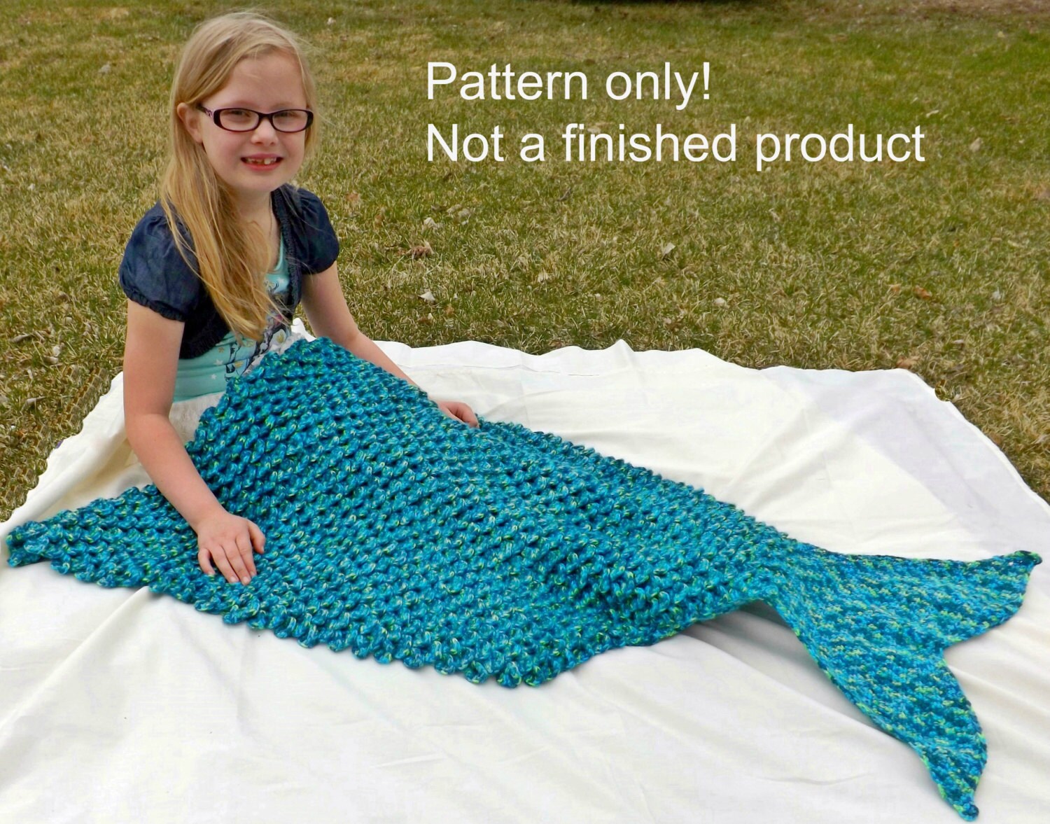 CROCHET PATTERN Mermaid Tail Blanket Pattern Adult Size Lap Blanket Lap