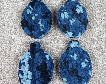 Set of 4 Reusable Crochet Water Balloons Blue Camo Eco Friendly Summer Toys