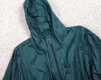 Honors Vintage Green Nylon Windbreaker Hooded Quarter Zip Pullover Jacket Small