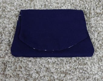 Handmade Navy Blue Canvas Pocket Wallet Galaxy Celestial Print Interior Snap