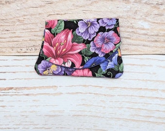 Pocket Wallet - Flowers - mini wallet - gift card holder - festival wallet - concert wallet - travel wallet