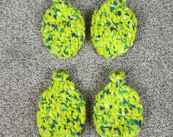 Handmade Reusable Crochet Water Balloons Neon Yellow 4 Pack Eco Friendly
