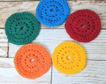 Pot Scrubbers - Set of 5 - colorful pot scrubbers - scour pads - kitchen - bath - garage cleaning