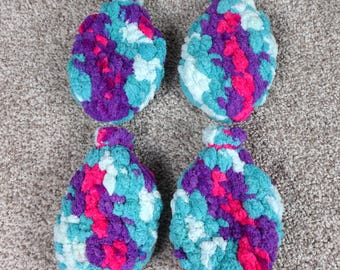 Handmade Reusable Crochet Water Balloons Set of 4 Multi Color Chenille Yarn