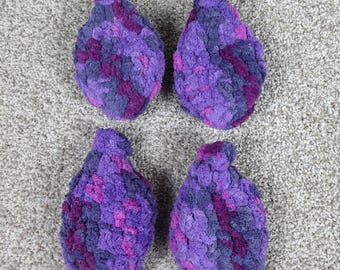 Handmade Reusable Crochet Water Balloons Purple Variegated Set of 4 Eco Friendly