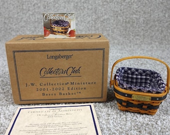 Longaberger 2001 JW Collection Miniature Berry Basket Set Box COA Liner 71463