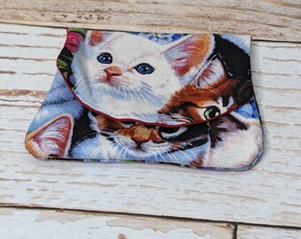 Pocket Wallet - Kittens - mini wallet - handmade wallet - travel wallet - concert wallet