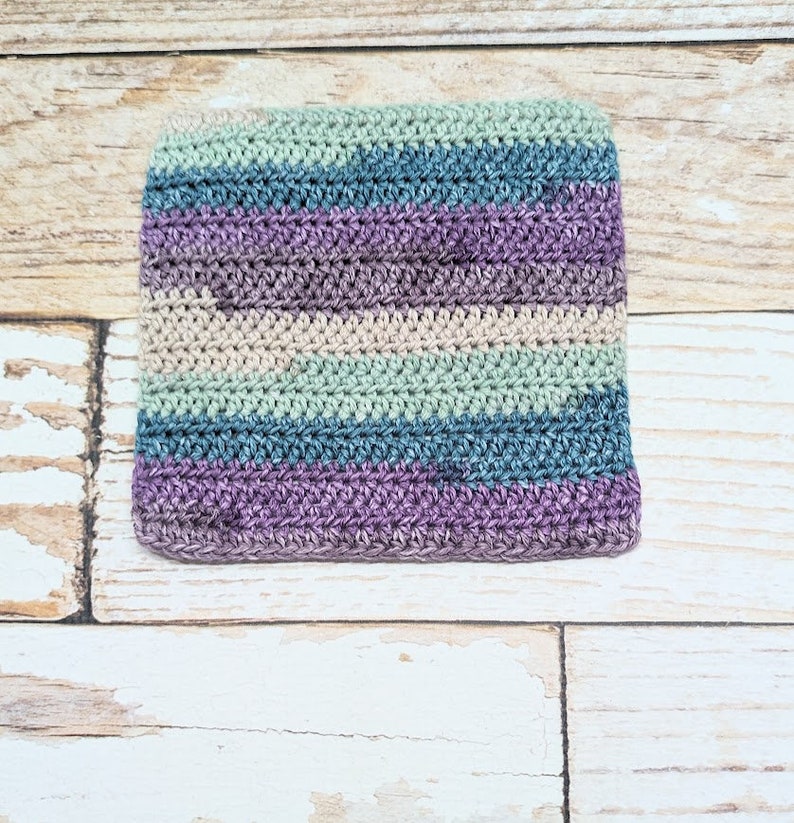 Cotton Dishcloth Lavender Meadow cotton washcloth bath kitchen cleaning handmade washrag dishrag image 1