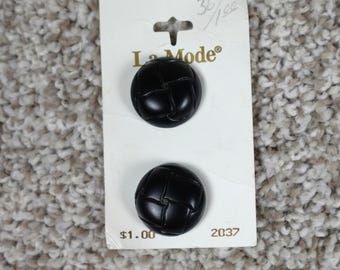 La Mode Black Woven Style Buttons 7/8 Inch 22mm Made in Italy 2037 2 Count