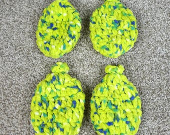 Handmade Reusable Crochet Water Balloons Set of 4 Neon Yellow Blue Green