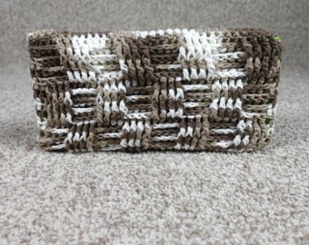 Handmade Crochet Reusable Mop Pad Cover Brown White Variegated for Swiffer