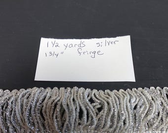 Silver Metallic Loop Fringe Trim 1.75 Inch Wide 1.5 Yards Craft Sewing Decor