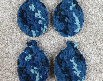 Handmade Reusable Crochet Water Balloons Set of 4 Blue Variegated Soft Yarn Toys