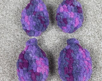 Handmade Reusable Crochet Water Balloons Set of 4 Purple Pink Variegated Yarn