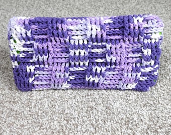 Handmade Crochet Reusable Mop Cover Purple Variegated Basketweave Cleaning Pad