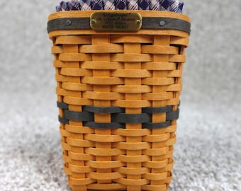 Longaberger 1997 JW Collection Miniature Waste Basket Set Liner & COA