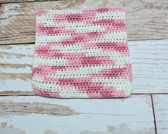 Cotton Dishcloth - Strawberry - cotton washcloth - kitchen washcloth - bathroom washcloth - pink washrag - pink dishrag