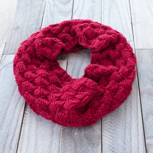 KNITTING PATTERN The Cordelia Infinity Cowl Pattern Basket Weave Cowl Pattern DIY Winter Accessory Infinity Scarf Pattern image 1