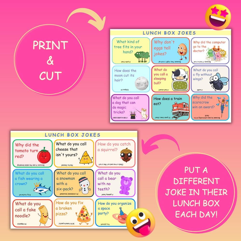 Printable Lunch Box Jokes for Kids - Etsy