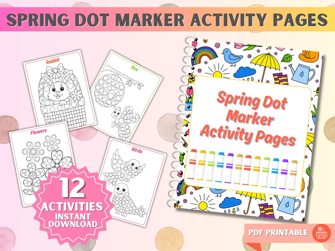 Spring Dot Marker Coloring Pages Printables - Etsy