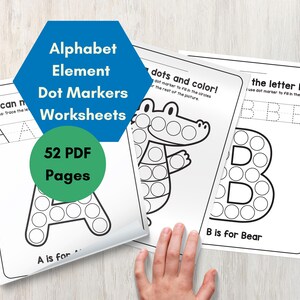 Hojas de trabajo con marcadores de puntos de elementos del alfabeto / Hojas para colorear letras / Trabajo pesado / Diversión en días lluviosos / Páginas para pintar con marcadores de bingo