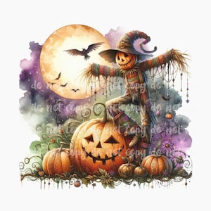 PNG Halloween Pumpkin Scarecrow Design, Digital File