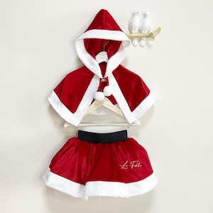 Weihnachtsmann Outfit für Kleinkinder, Weihnachtsumhang und Rock für Mädchen, Weihnachtskostüm