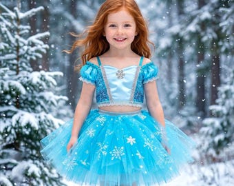 Frozen Elsa Birthday Toddler Girl Clothing Set, Snow Queen Blue Princess Baby Party Outfit