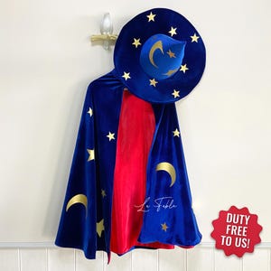 Wizard Costume and Hat, Carnival Costume for Kids, Halloween Outfit