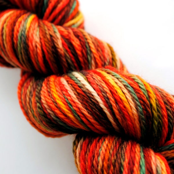 Aran Organic Merino "Spirited Away 1" Red, Yellow, Orange, Green, Purple