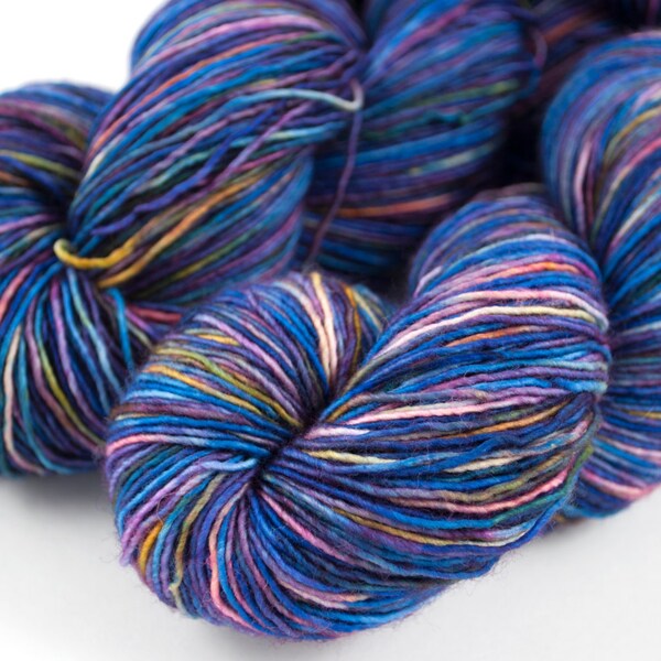 Single Merino "Spirited Away 2" Purple, Blue, Pink, Yellow