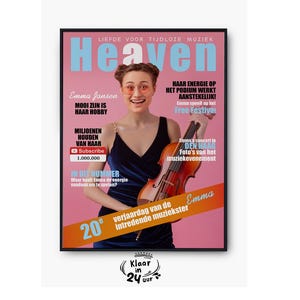 cartel de cumpleaños personalizado - regalo único - portada de revista de música - cartel para un músico - violín - Él y ella