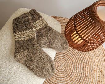 Hand-Knitted Wool Socks: Cozy Winter Gift, Natural Sheep Wool