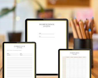 Homeschool Portfolio | Digital Homeschool Portfolio Pages | Canva Template | Printable Homeschool Record