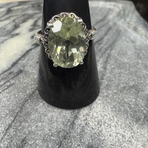 Sterling Silver Green Amethyst Stone Size 9 Ring