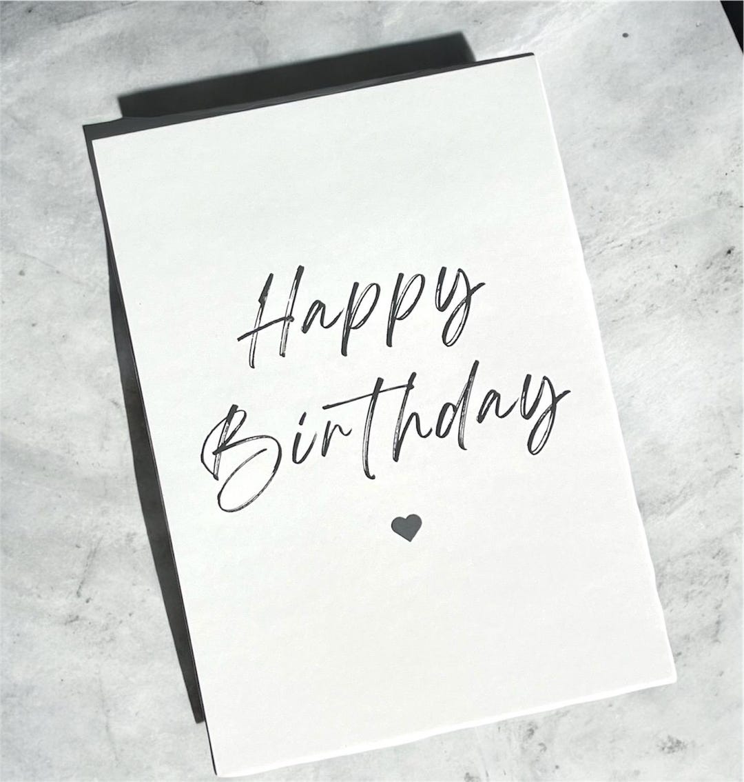 Geburtstagskarte „Happy Birthday“ // schwarz // weiß // Herz