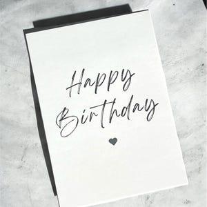 Geburtstagskarte „Happy Birthday“ // schwarz // weiß // Herz // Postkarte