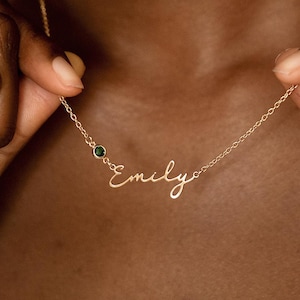 Personalized Name Necklace with Birthstone, Handmade Name Necklace, Women Gift for Wedding, Necklace with Birthstone, Christmas Gift for Mum