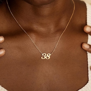 Custom Number Necklace, Lucky Number Necklace for Women, Angel Number Necklace, Gold Number Pendant, 111 333 444 777 Necklace, Jewelry Gifts