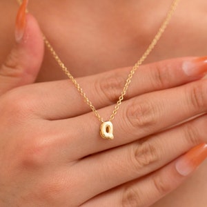 Personalized Bubble Initial Necklace, Tiny Gold Letter Necklace, Birthday Gifts, Personalized Jewelry, Gift For Her, 3D Balloon Necklace