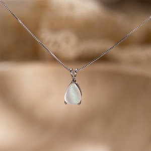 Dainty Opal Pendant Necklace, Minimalist Gold Opal Pendant, October Birthstone Jewelry for Women, Droplet White Opal Necklace, Gift for Her image 11