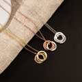 Multiple Linked Ring Necklace, Family Name Necklace, Personalized Interlocking Circle Necklace, Kids Name Necklace, Gifts for Mom Grandma